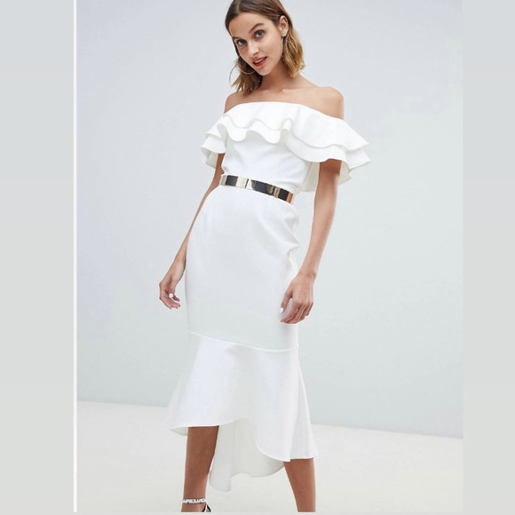 Island Lover Printed Off The Shoulder Pocketed Flowy Midi Dress